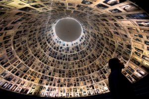 A visitor walks at the Hall of Names at the Yad Vashem Holocaust memorial in Jerusalem, ahead of Holocaust Remembrance Day, 