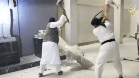 ISIS barbarians destroy ancient artifacts in Mosul.